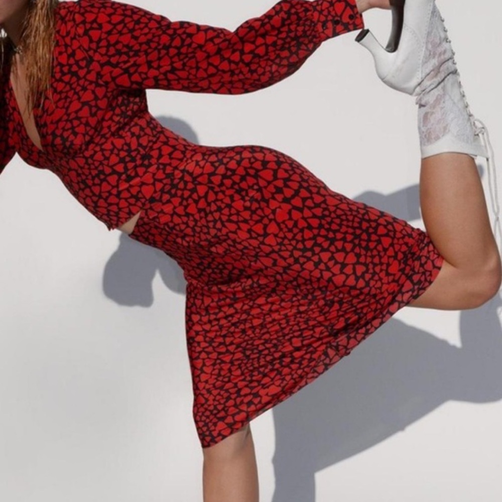 Realisation Par Red and Black Midi Skirt